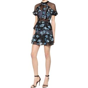 Slef portrait blue floral dress